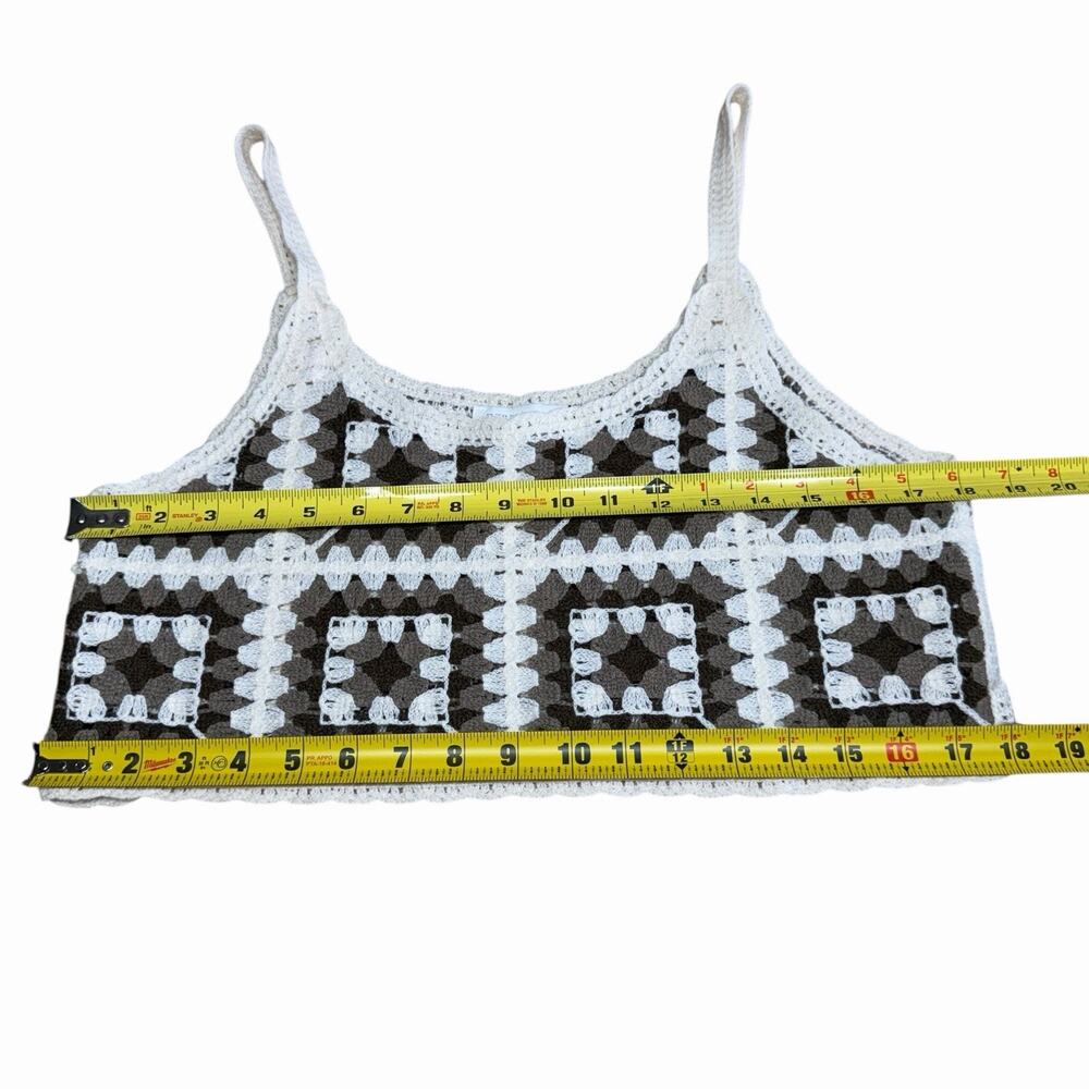 Rebellion Again Crochet Knit Cropped Tank Boho Hippie Size Large Bohemian - Picture 5 of 9